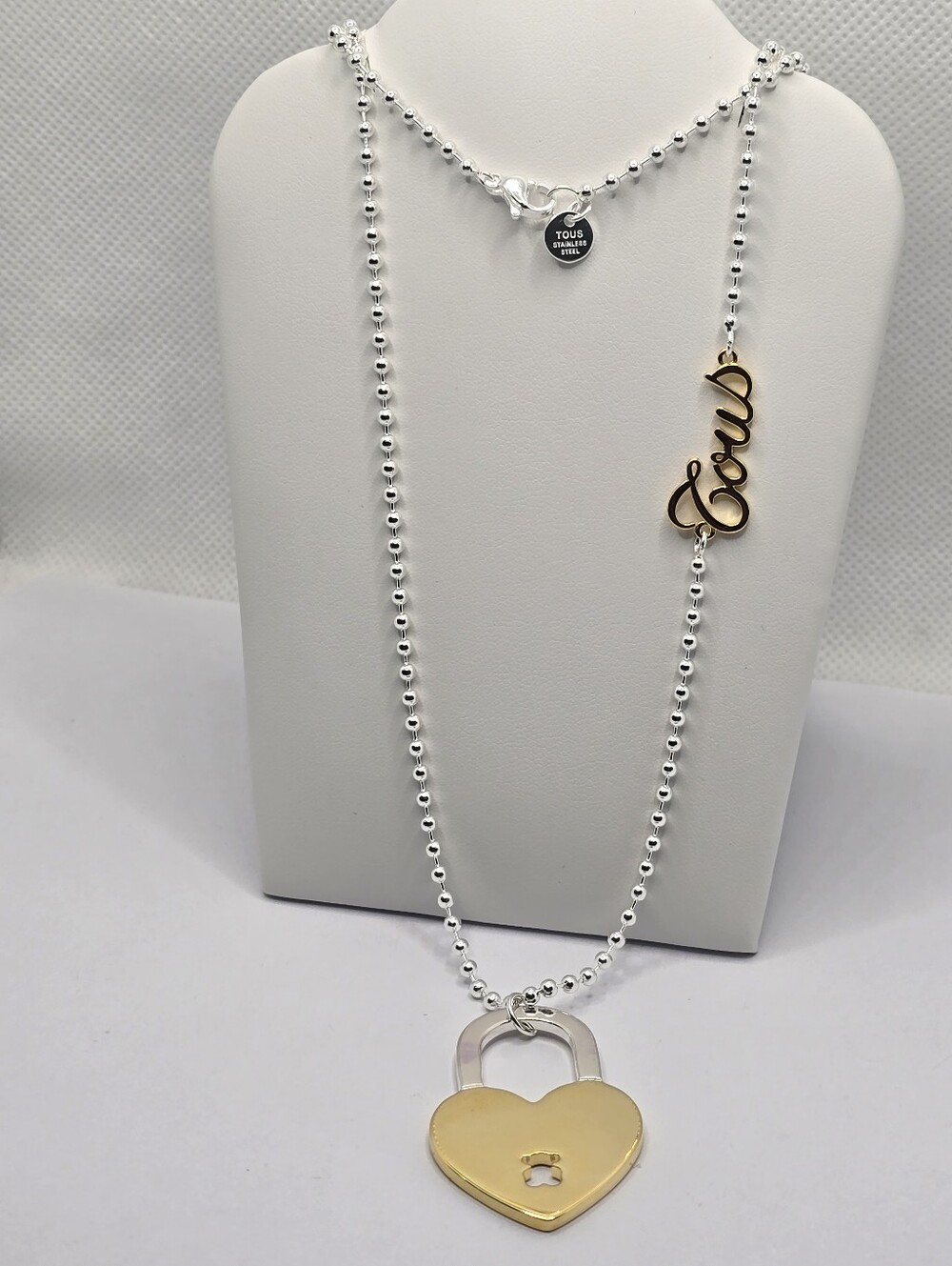 Tous Long two-tone steel Necklace with heart charm Tous Charming